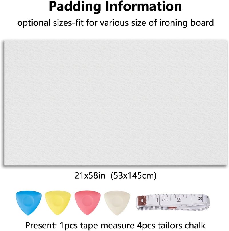 SheeChung Ironing Board Pad Only,Fit Ironing Boards Up to 57"x21",Cut to Desired Sizes,Ultra Thick Replaceable Ironing Padding,Universal Premium Felt Ironing Board Pad - Image 2